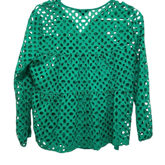J. Crew Women’s Kelly Green Eyelet Top Size Small - Picture 3 of 5